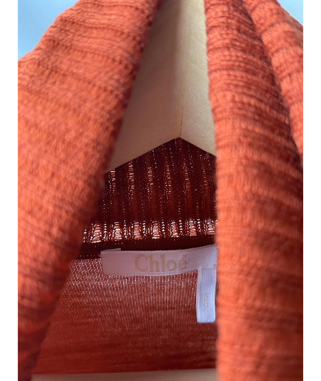 CHLOE Оранжевая шерстяная водолазка, фото 4