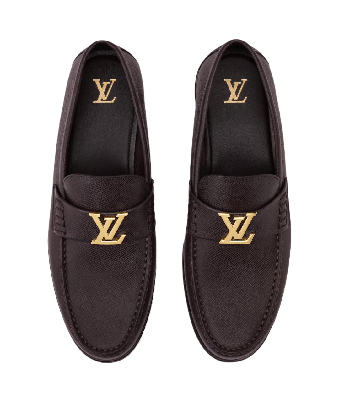 LOUIS VUITTON Коричневые кожаные лоферы, фото 4