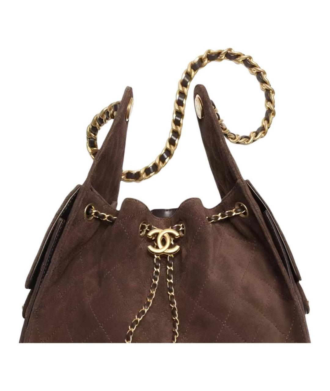 CHANEL Коричневая замшевая сумка через плечо, фото 5