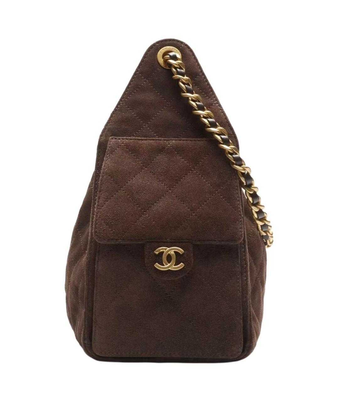 CHANEL Коричневая замшевая сумка через плечо, фото 2