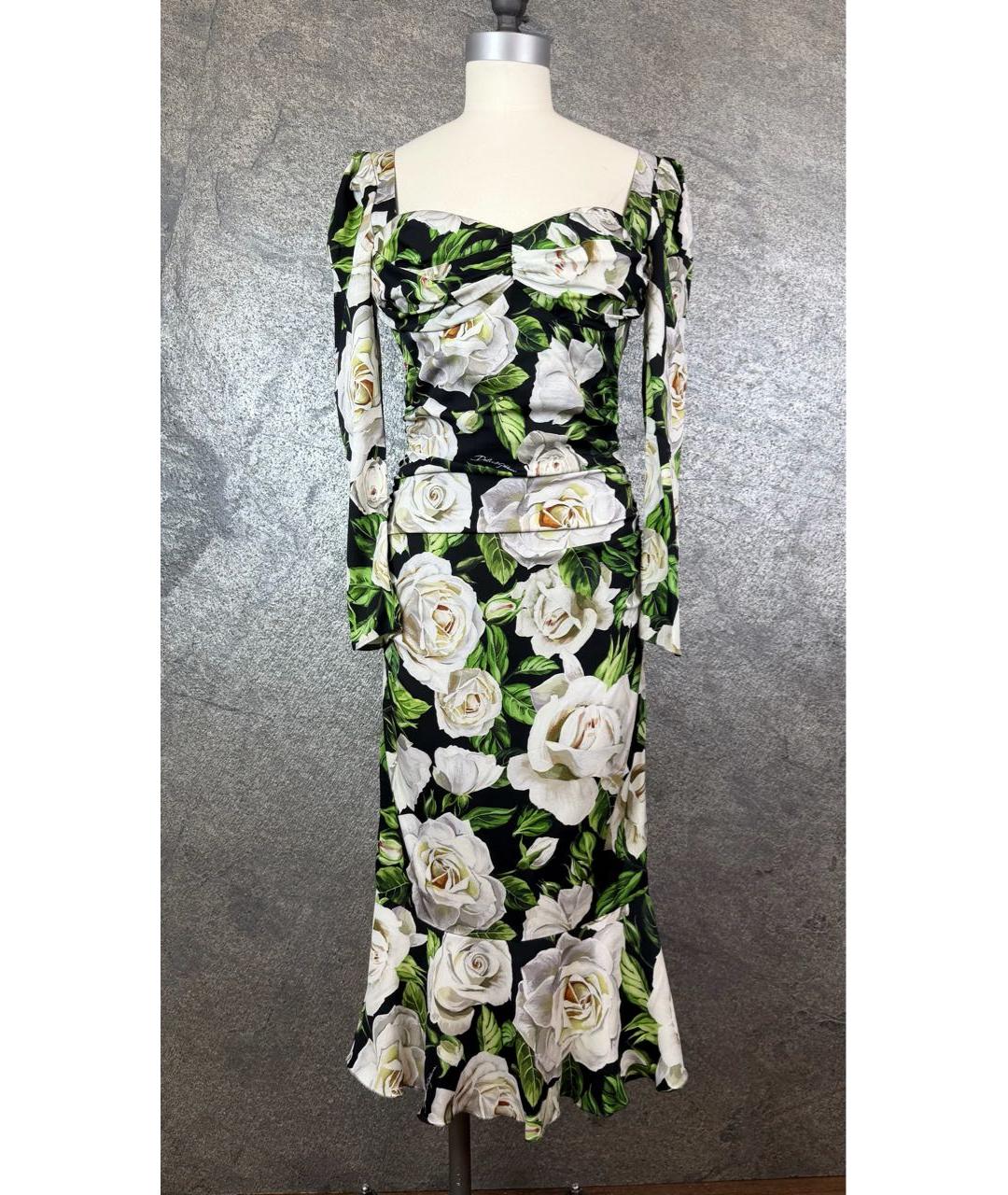 DOLCE&GABBANA Мульти шелковое коктейльное платье, фото 9