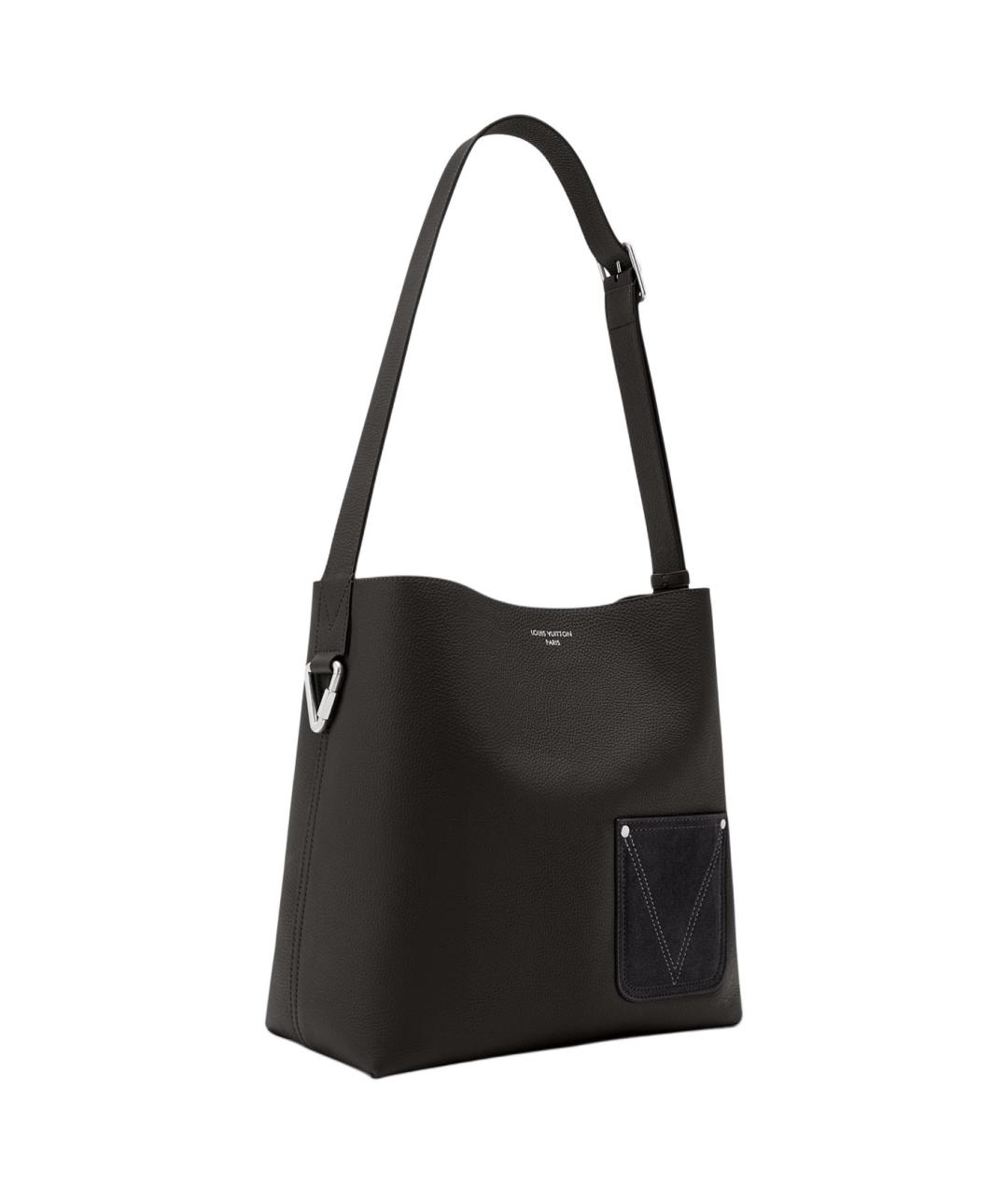 LOUIS VUITTON Черная кожаная сумка на плечо, фото 2