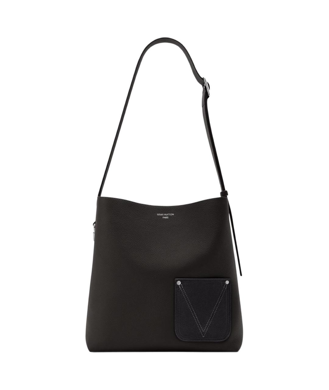 LOUIS VUITTON Черная кожаная сумка на плечо, фото 1