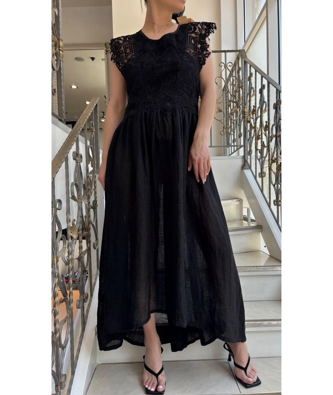 MAURIZIO MIRI Черное льняное коктейльное платье, фото 3