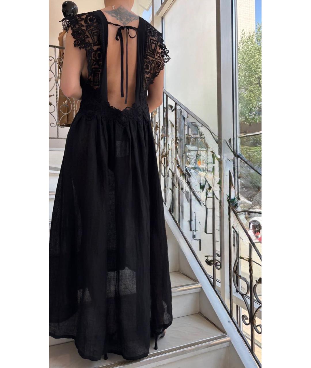 MAURIZIO MIRI Черное льняное коктейльное платье, фото 5