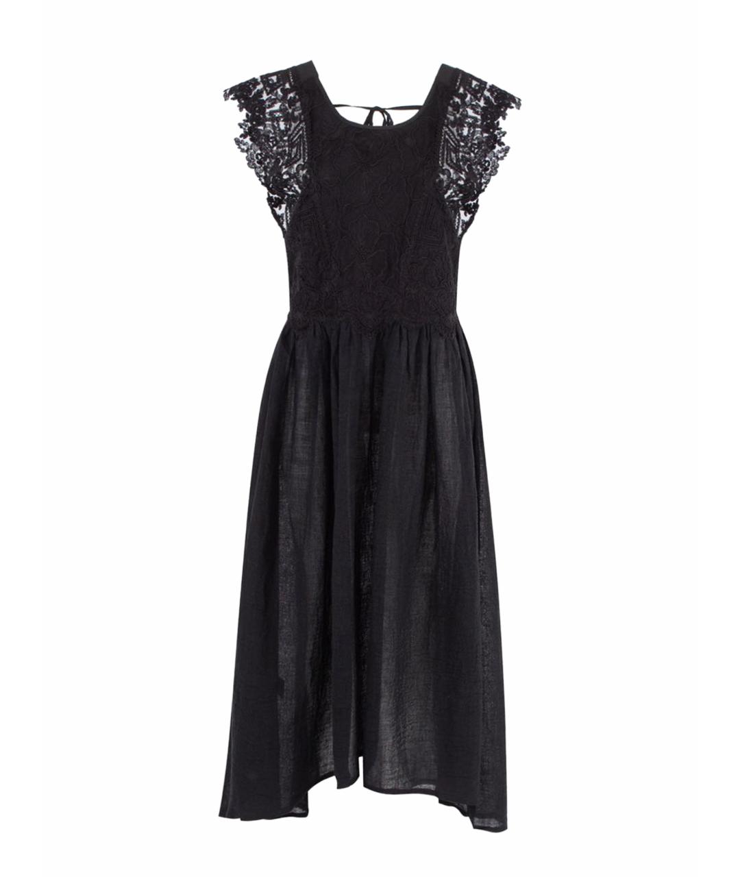 MAURIZIO MIRI Черное льняное коктейльное платье, фото 1