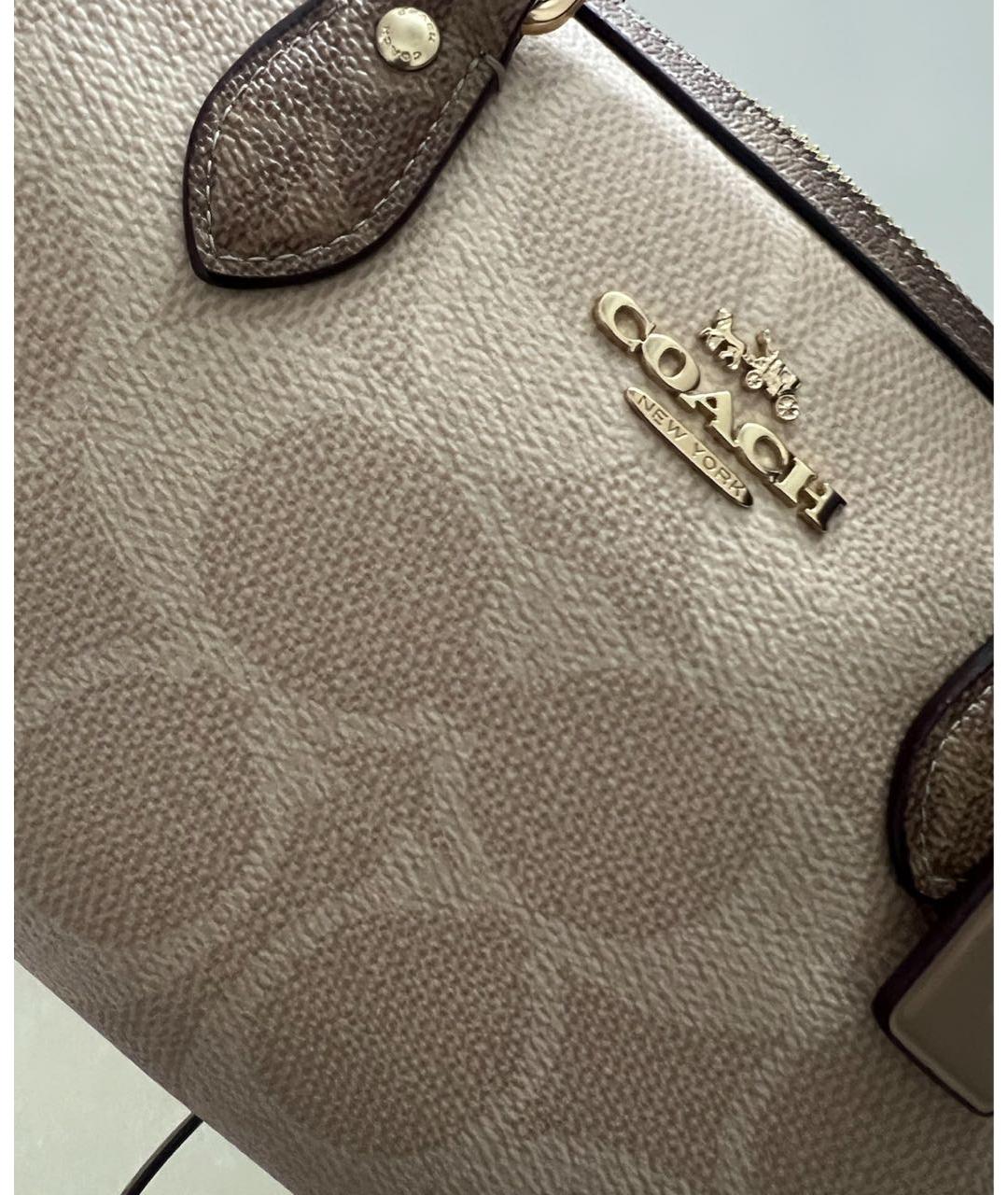 COACH Бежевая сумка с короткими ручками, фото 6
