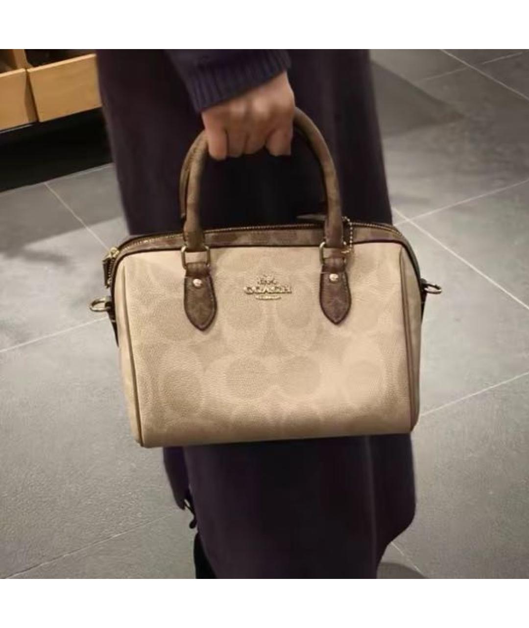 COACH Бежевая сумка с короткими ручками, фото 8