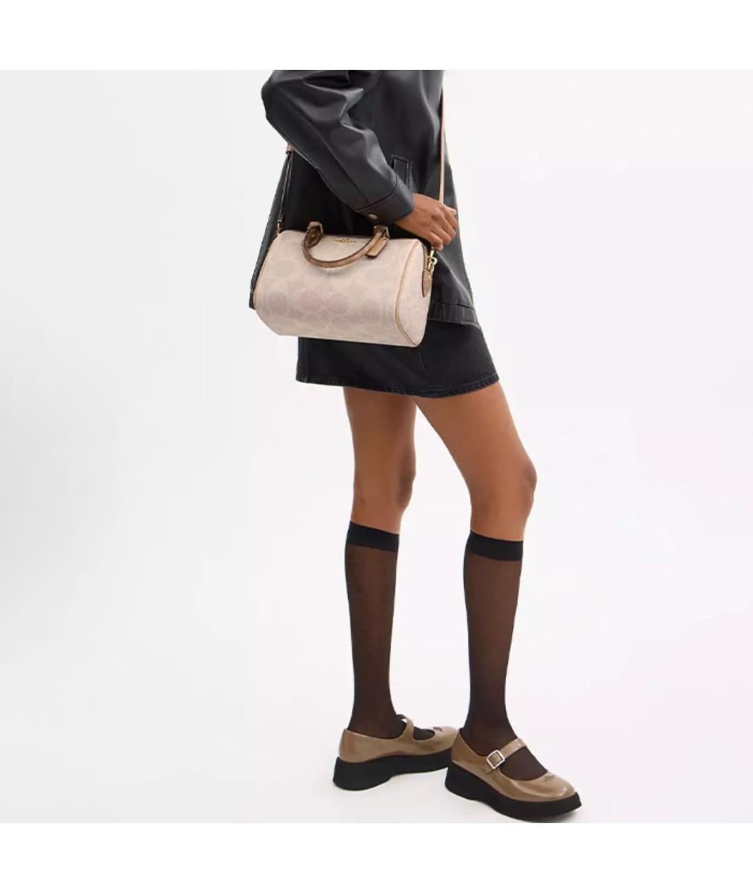 COACH Бежевая сумка с короткими ручками, фото 4