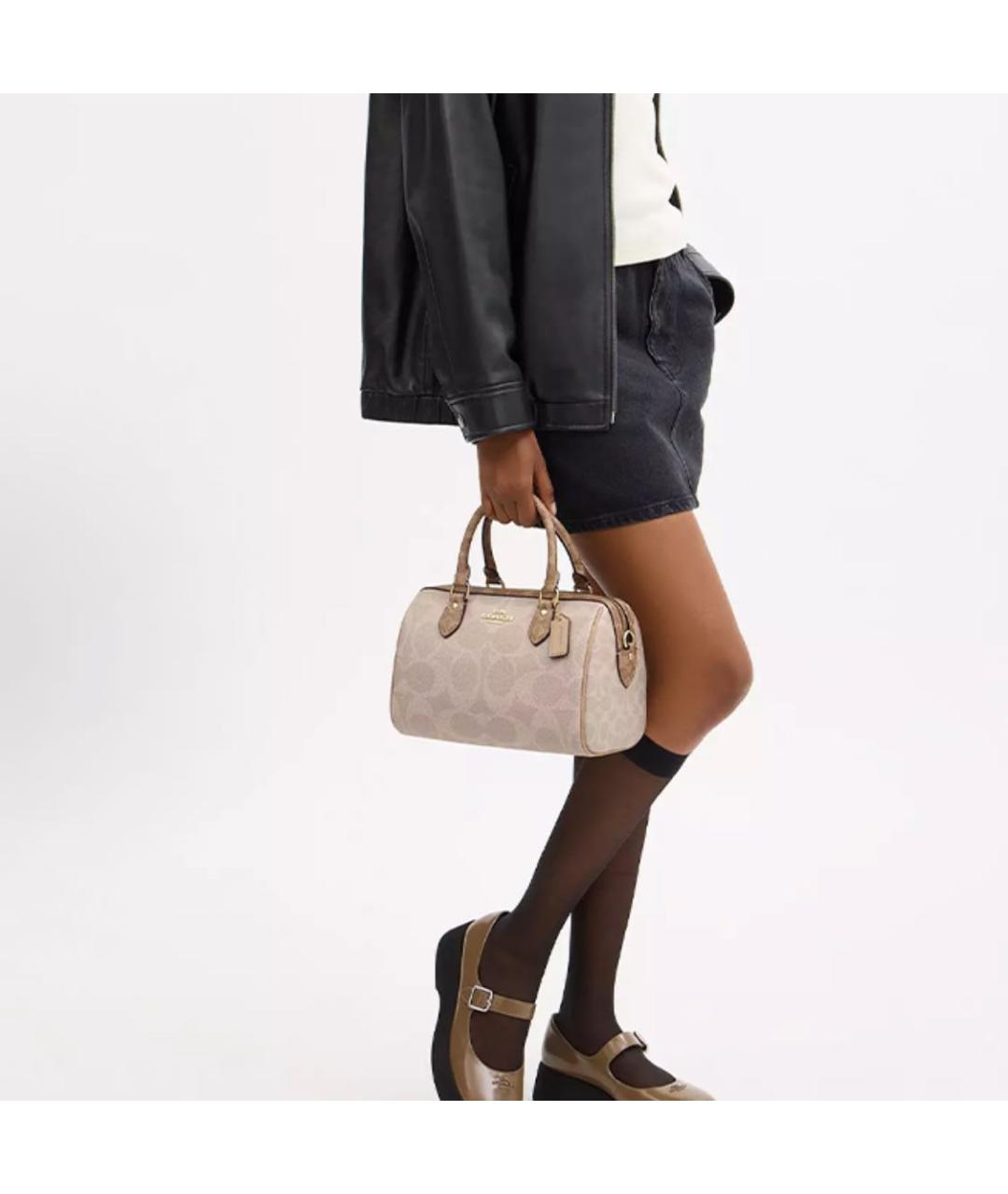 COACH Бежевая сумка с короткими ручками, фото 5