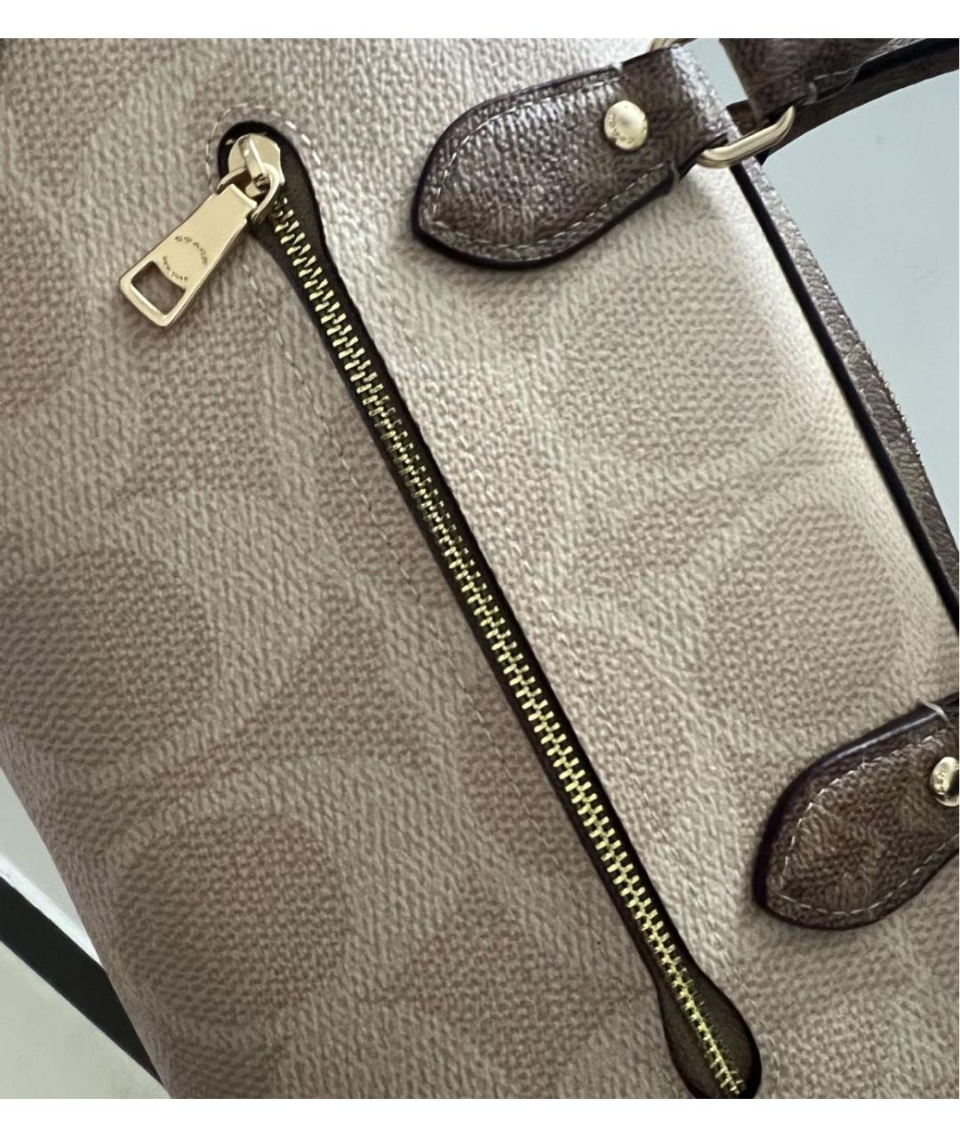 COACH Бежевая сумка с короткими ручками, фото 7