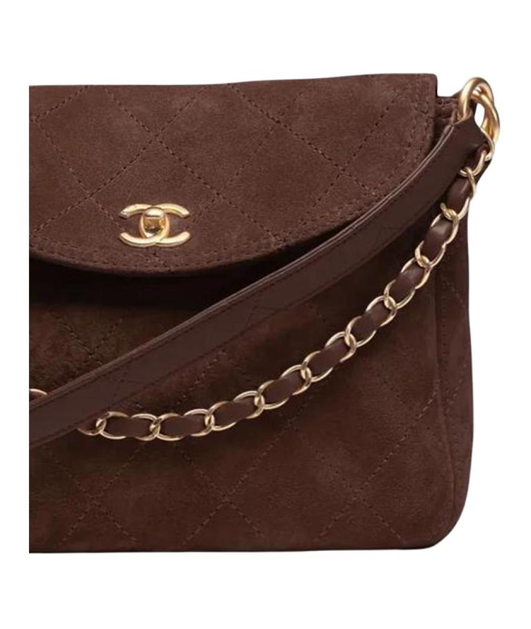 CHANEL Коричневая замшевая сумка тоут, фото 2