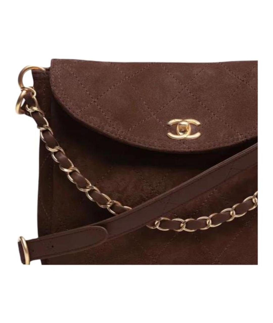 CHANEL Коричневая замшевая сумка тоут, фото 3