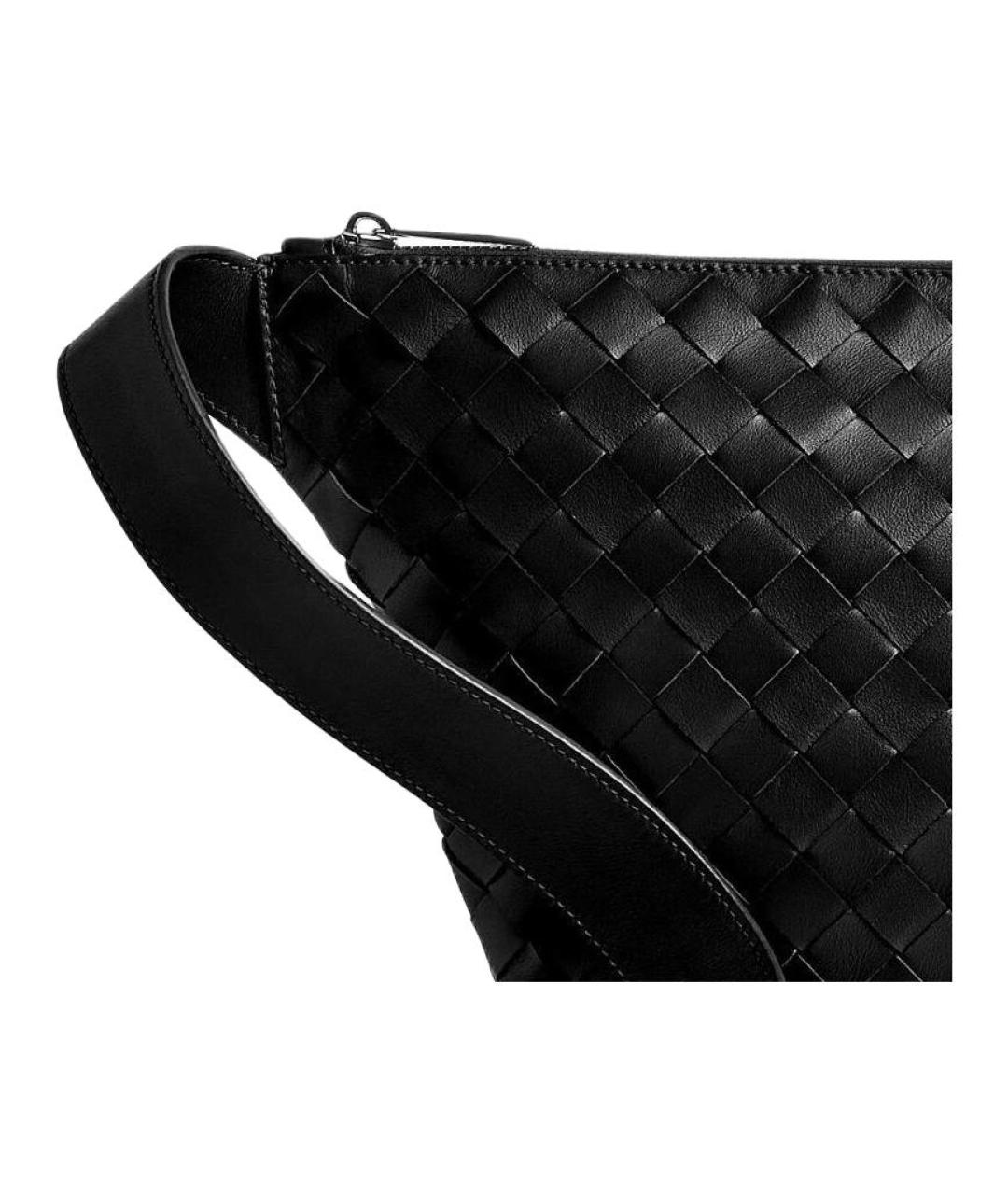BOTTEGA VENETA Черная кожаная сумка на плечо, фото 4
