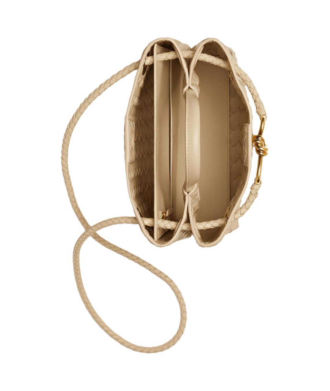 BOTTEGA VENETA Бежевая кожаная сумка с короткими ручками, фото 4