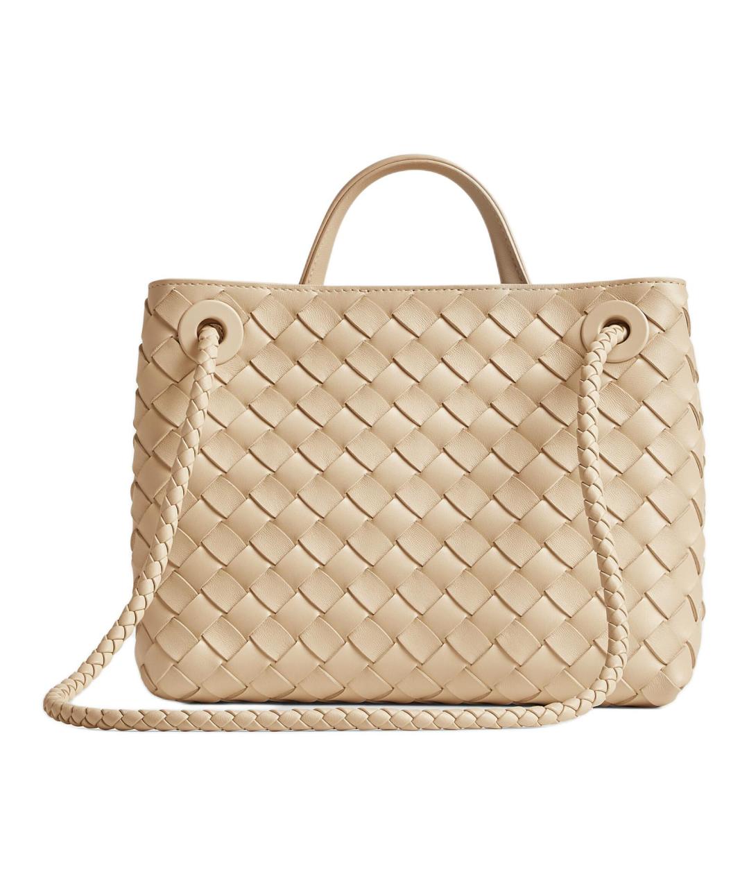 BOTTEGA VENETA Бежевая кожаная сумка с короткими ручками, фото 3