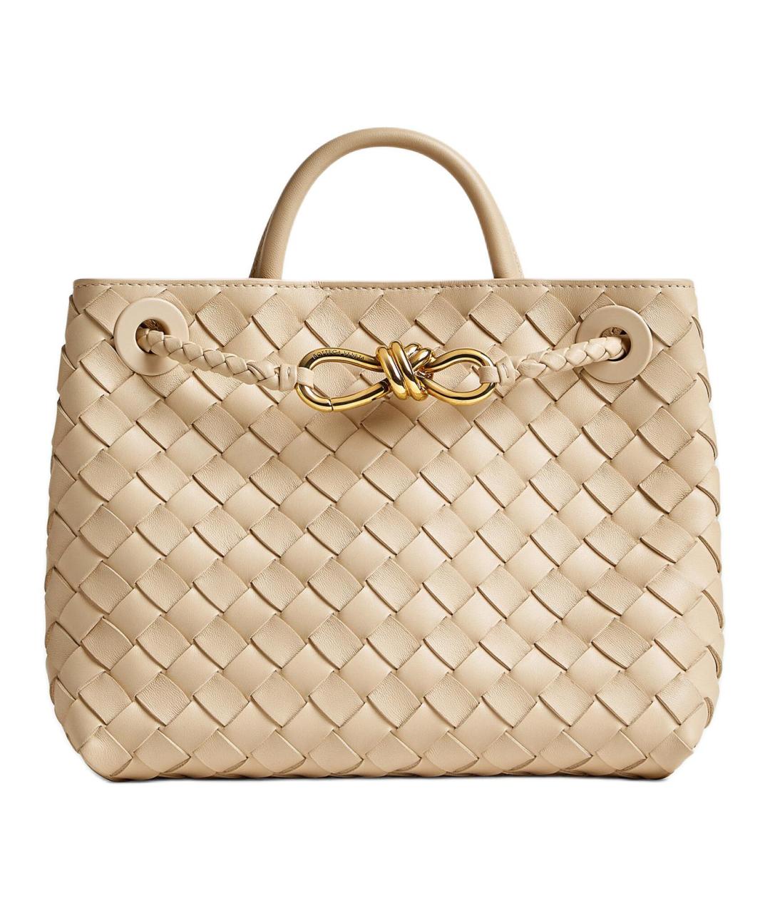 BOTTEGA VENETA Бежевая кожаная сумка с короткими ручками, фото 1