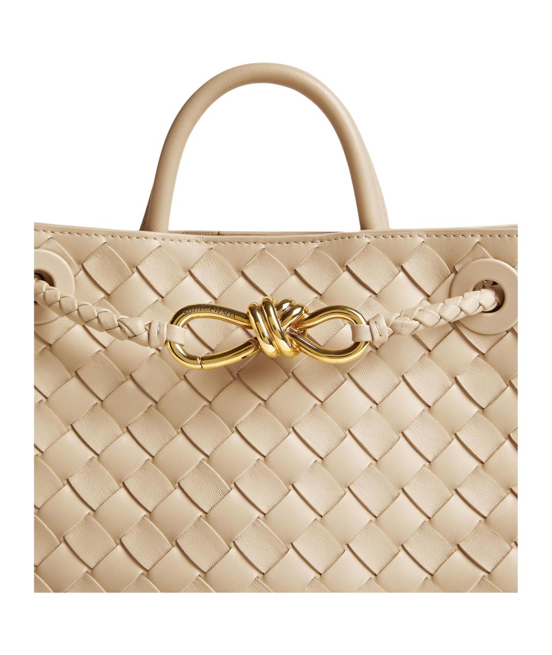 BOTTEGA VENETA Бежевая кожаная сумка с короткими ручками, фото 5