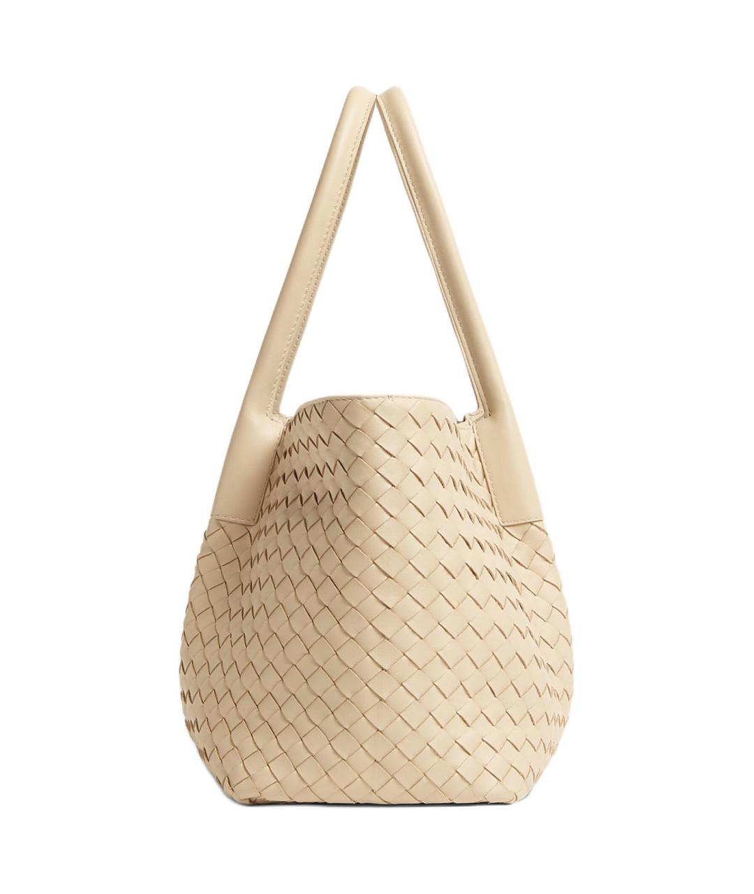BOTTEGA VENETA Бежевая кожаная сумка тоут, фото 2