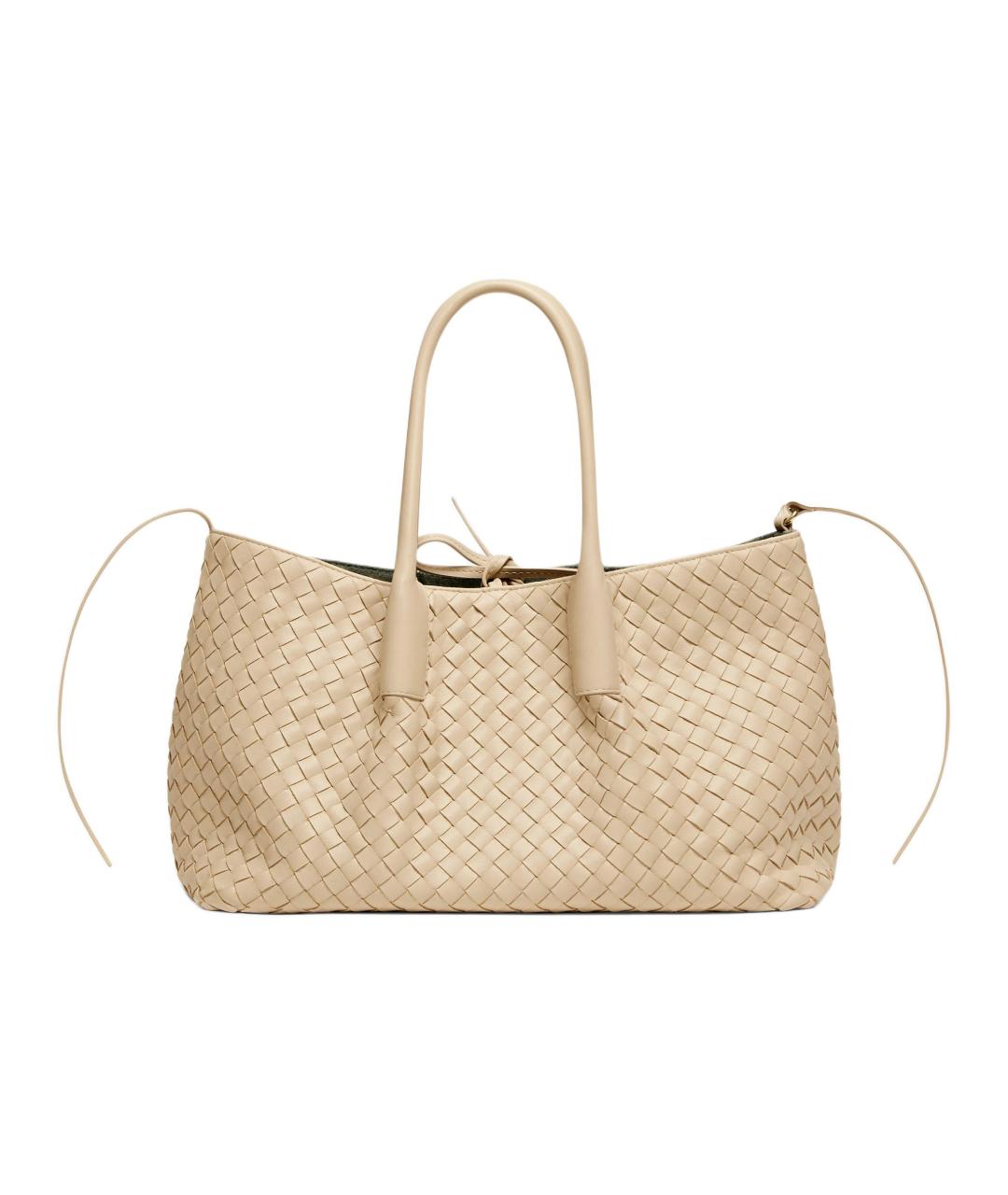 BOTTEGA VENETA Бежевая кожаная сумка тоут, фото 1