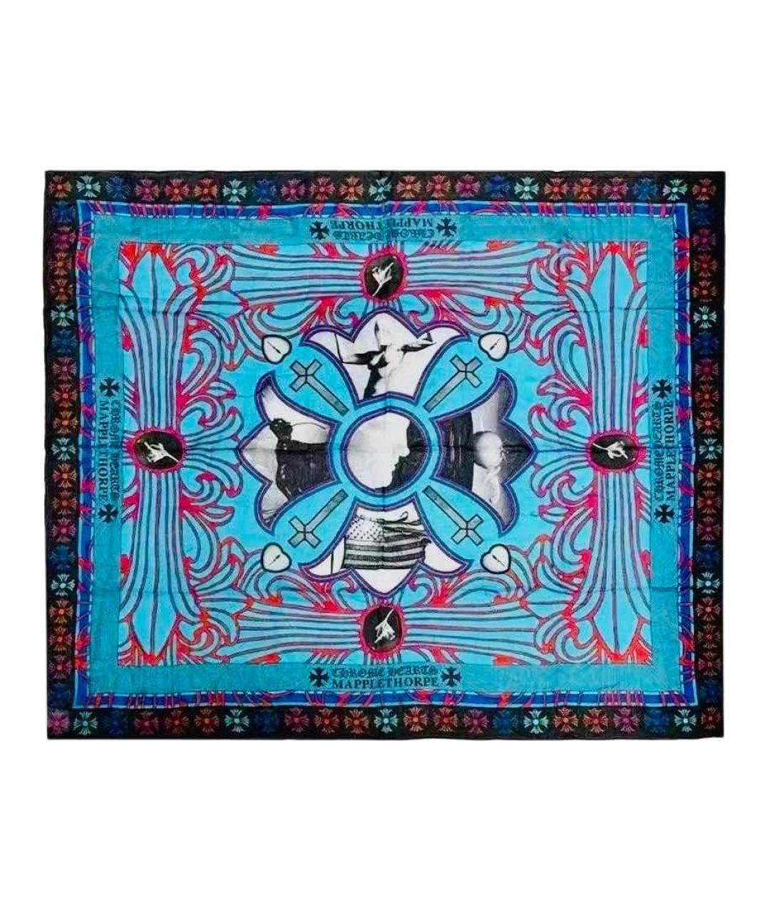 CHROME HEARTS Синий шелковый шарф, фото 1