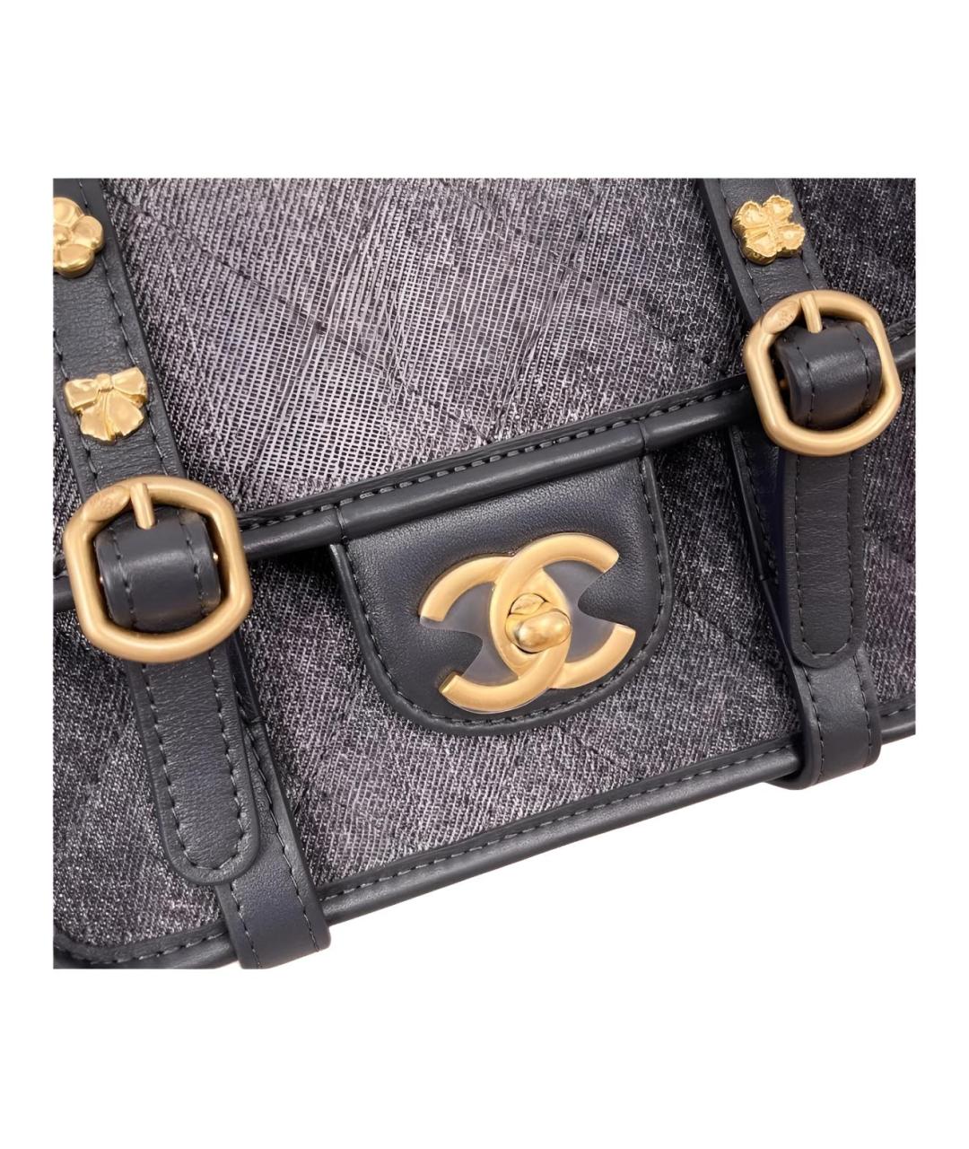CHANEL Антрацитовая деним сумка через плечо, фото 4