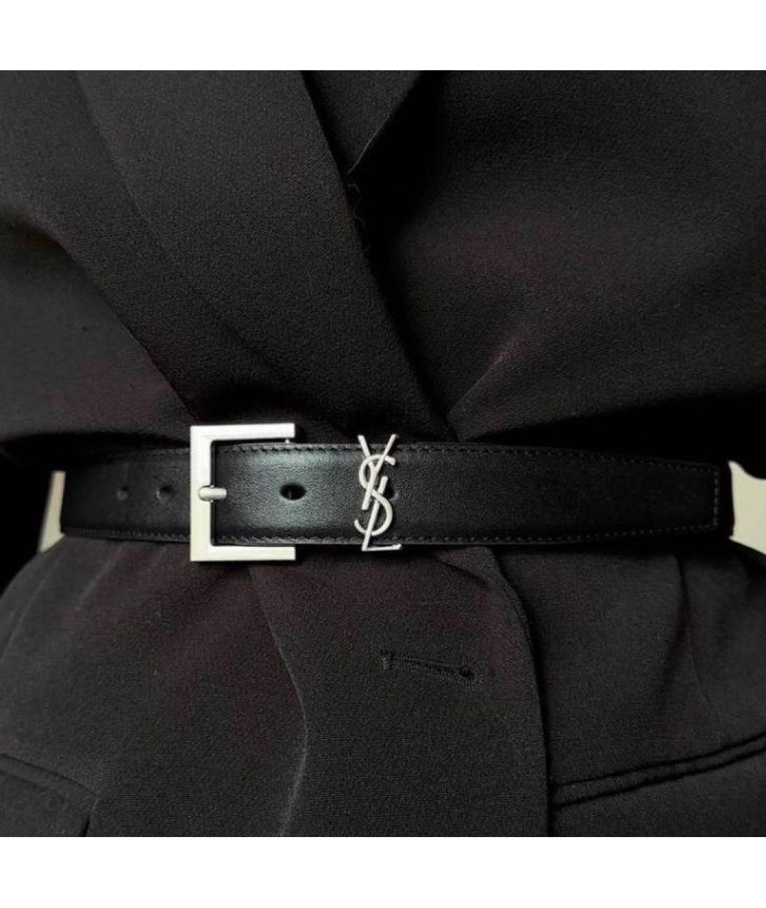 SAINT LAURENT Серебрянный кожаный ремень, фото 6