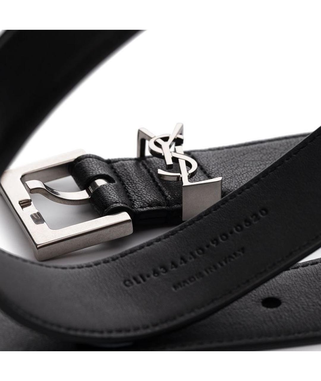 SAINT LAURENT Серебрянный кожаный ремень, фото 3