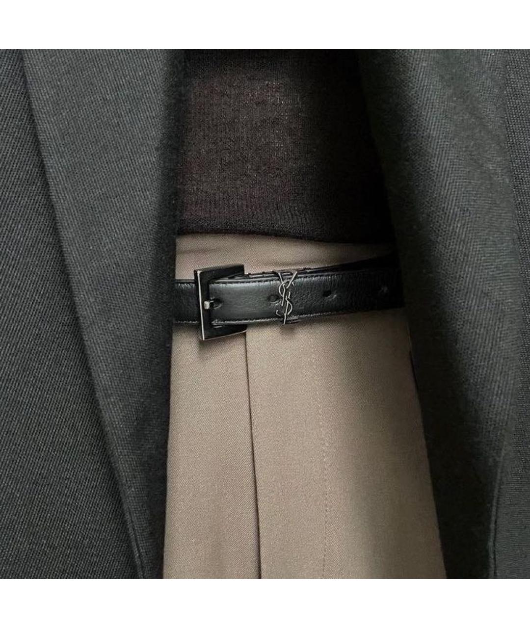 SAINT LAURENT Серебрянный кожаный ремень, фото 5