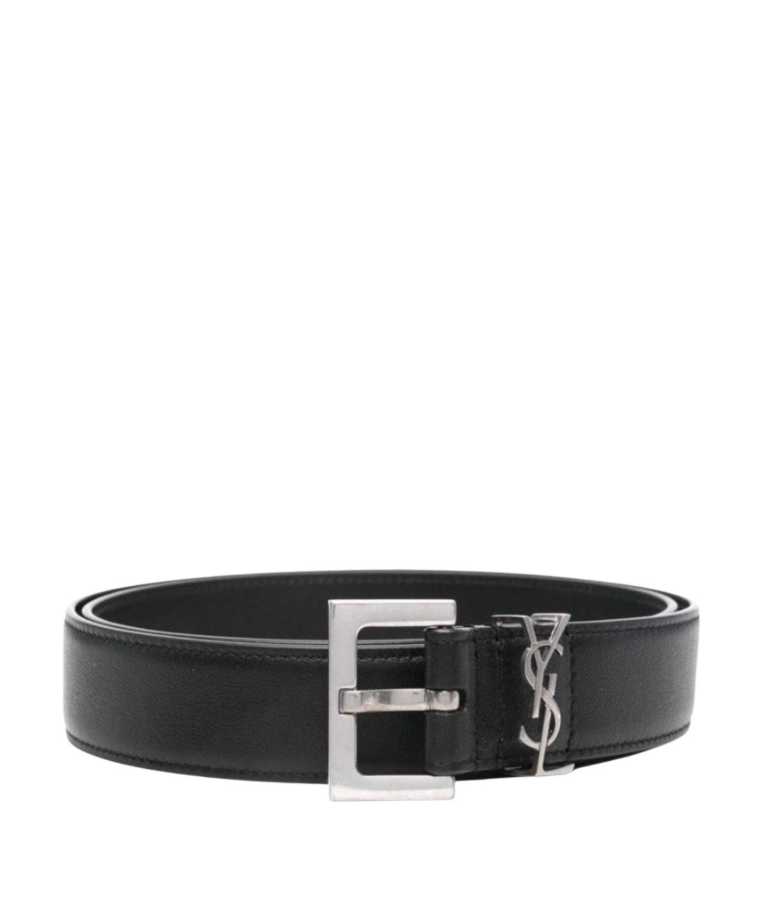 SAINT LAURENT Серебрянный кожаный ремень, фото 1