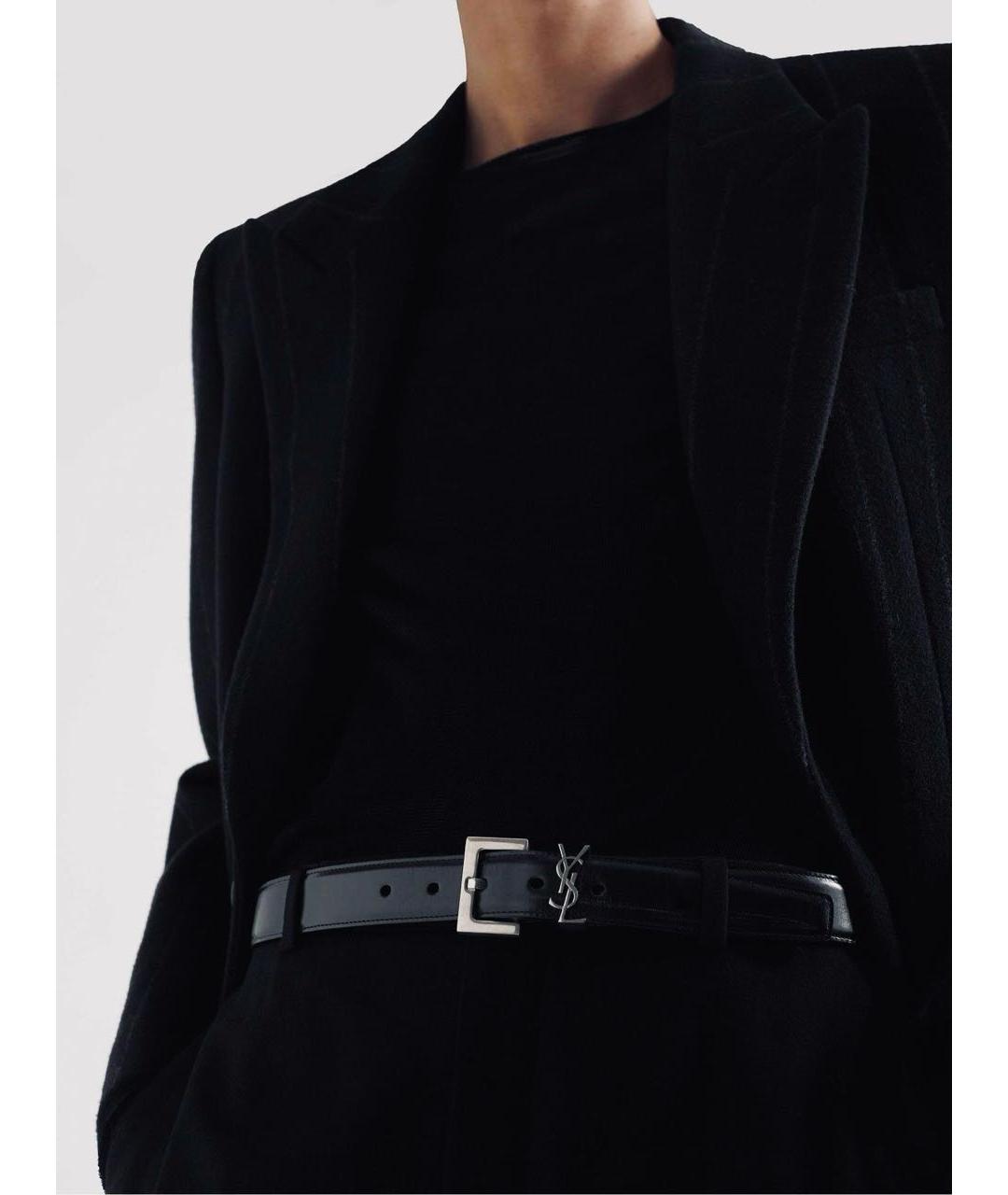 SAINT LAURENT Серебрянный кожаный ремень, фото 4