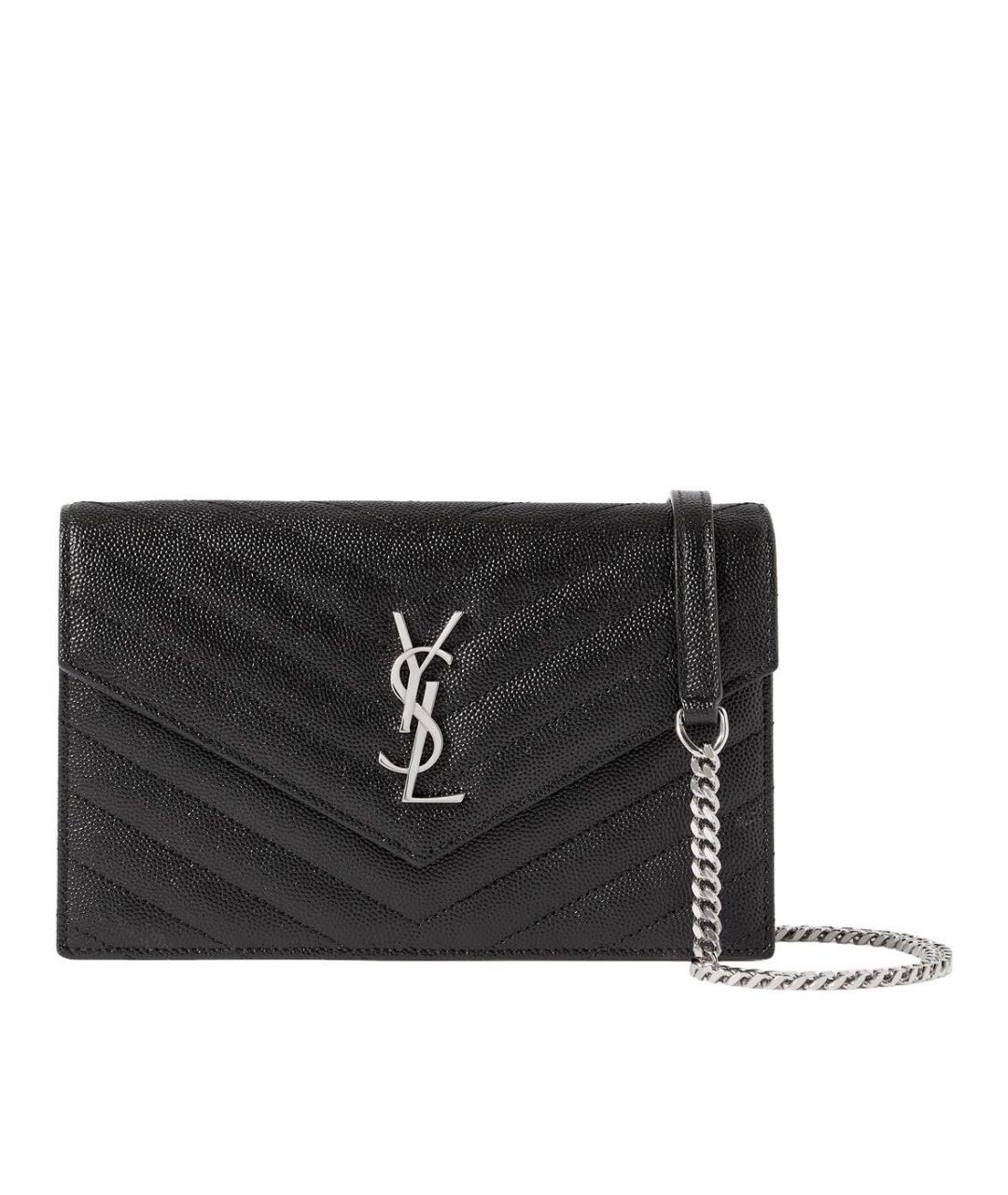 SAINT LAURENT Черная кожаная сумка через плечо, фото 8