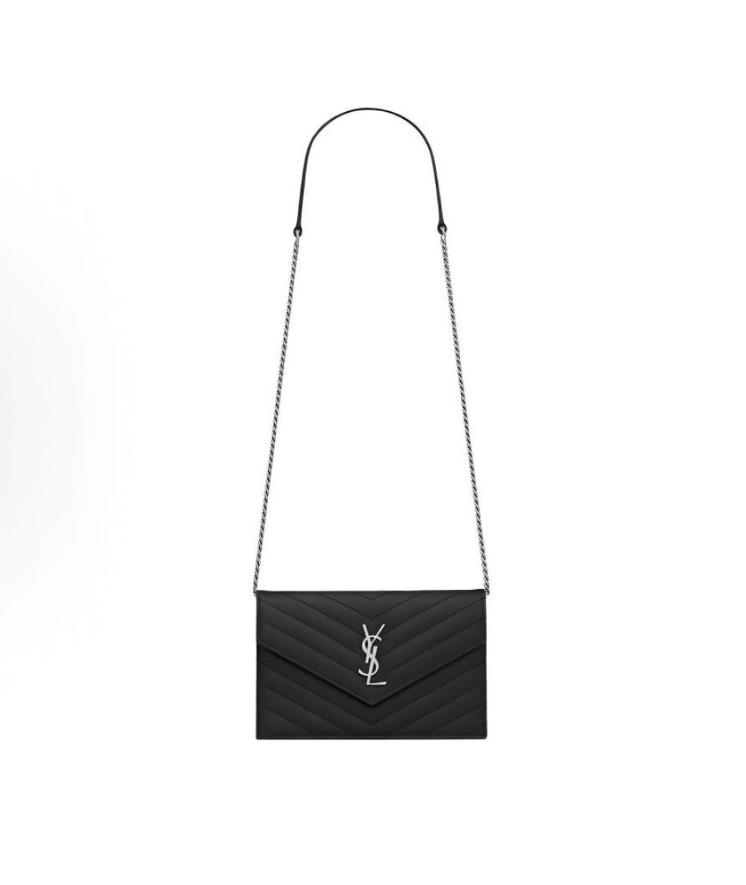 SAINT LAURENT Черная кожаная сумка через плечо, фото 5