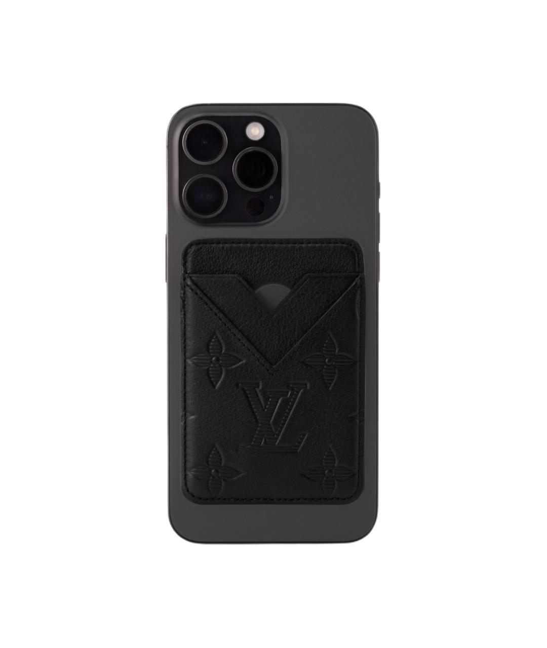 LOUIS VUITTON Черный кожаный кардхолдер, фото 5
