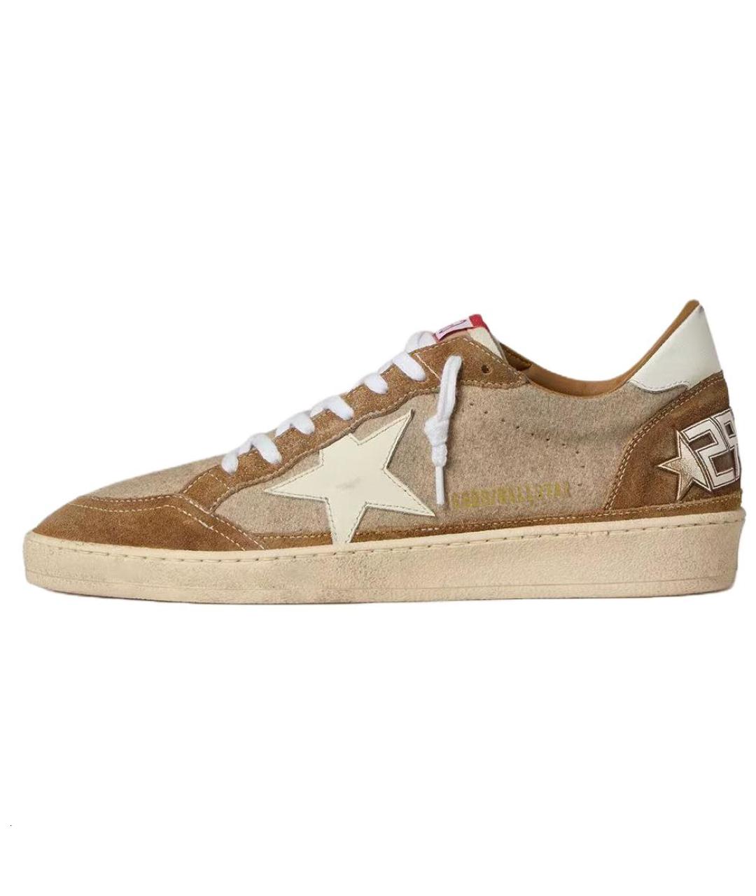 GOLDEN GOOSE DELUXE BRAND Коричневые замшевые низкие кроссовки / кеды, фото 2