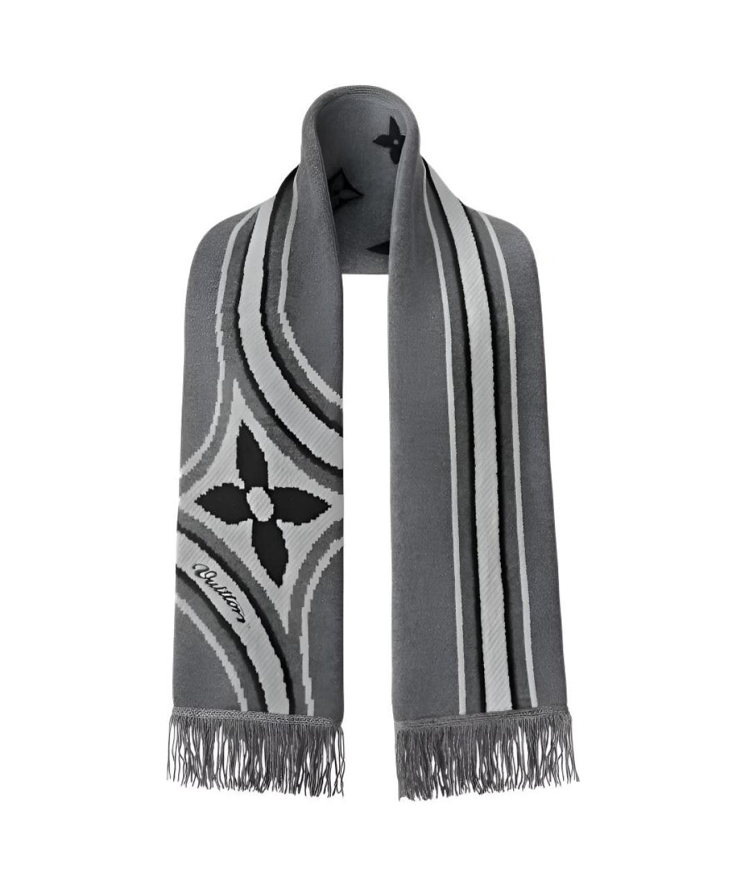 LOUIS VUITTON Серый шарф, фото 2