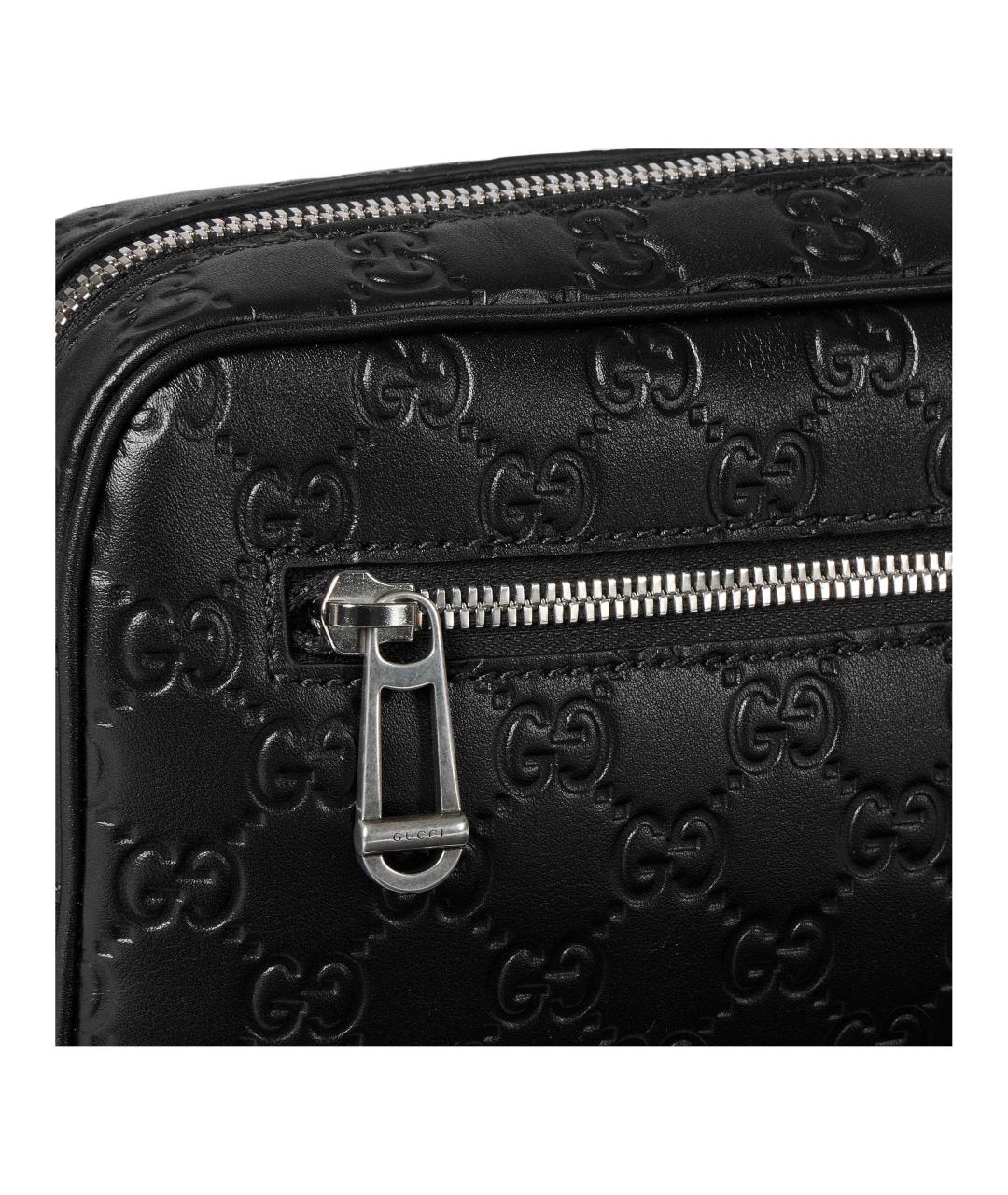 GUCCI Черная кожаная сумка через плечо, фото 5