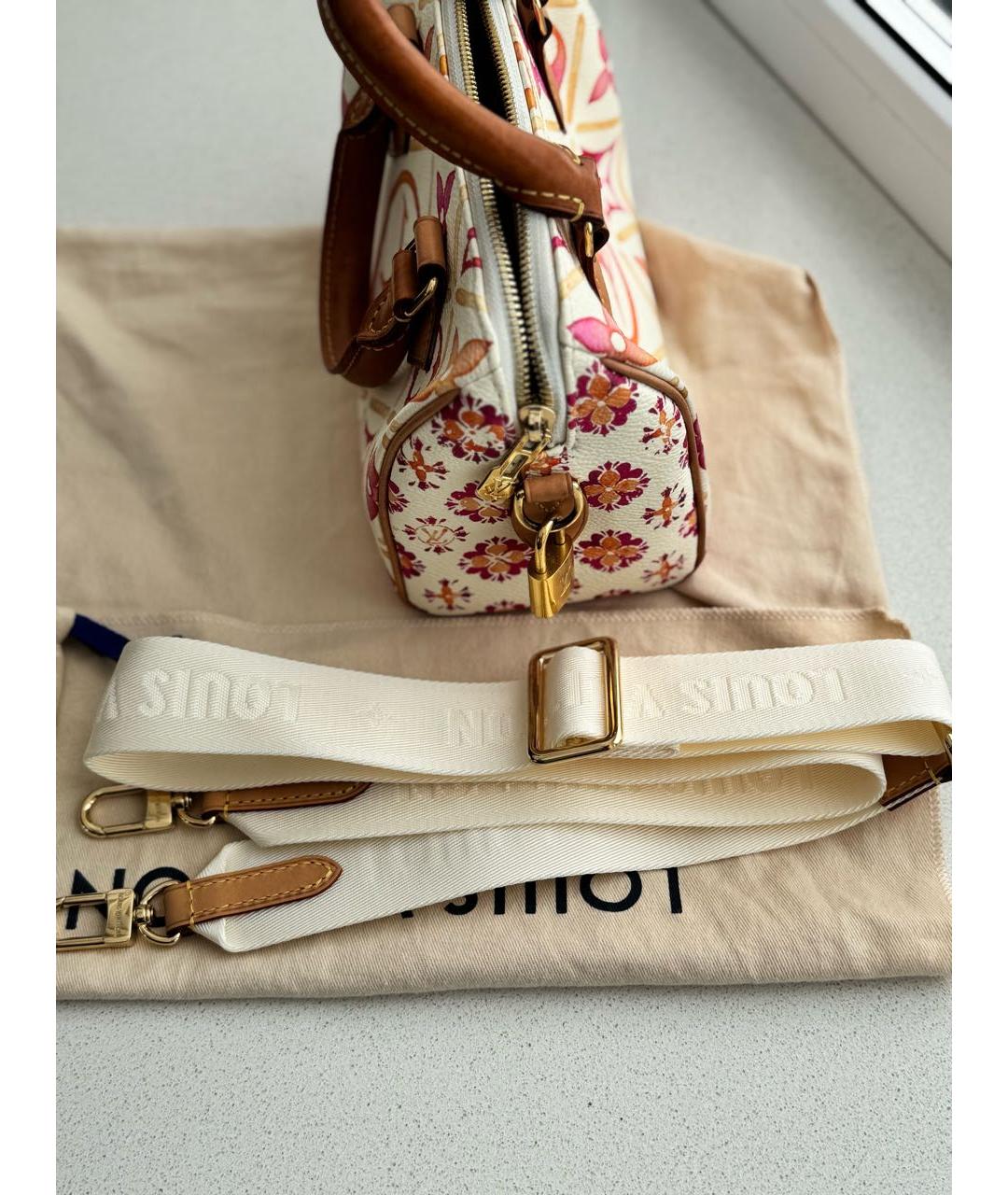 LOUIS VUITTON Бежевая кожаная сумка с короткими ручками, фото 3