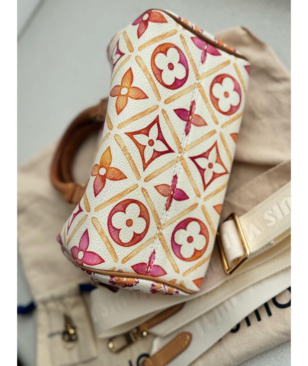 LOUIS VUITTON Бежевая кожаная сумка с короткими ручками, фото 6