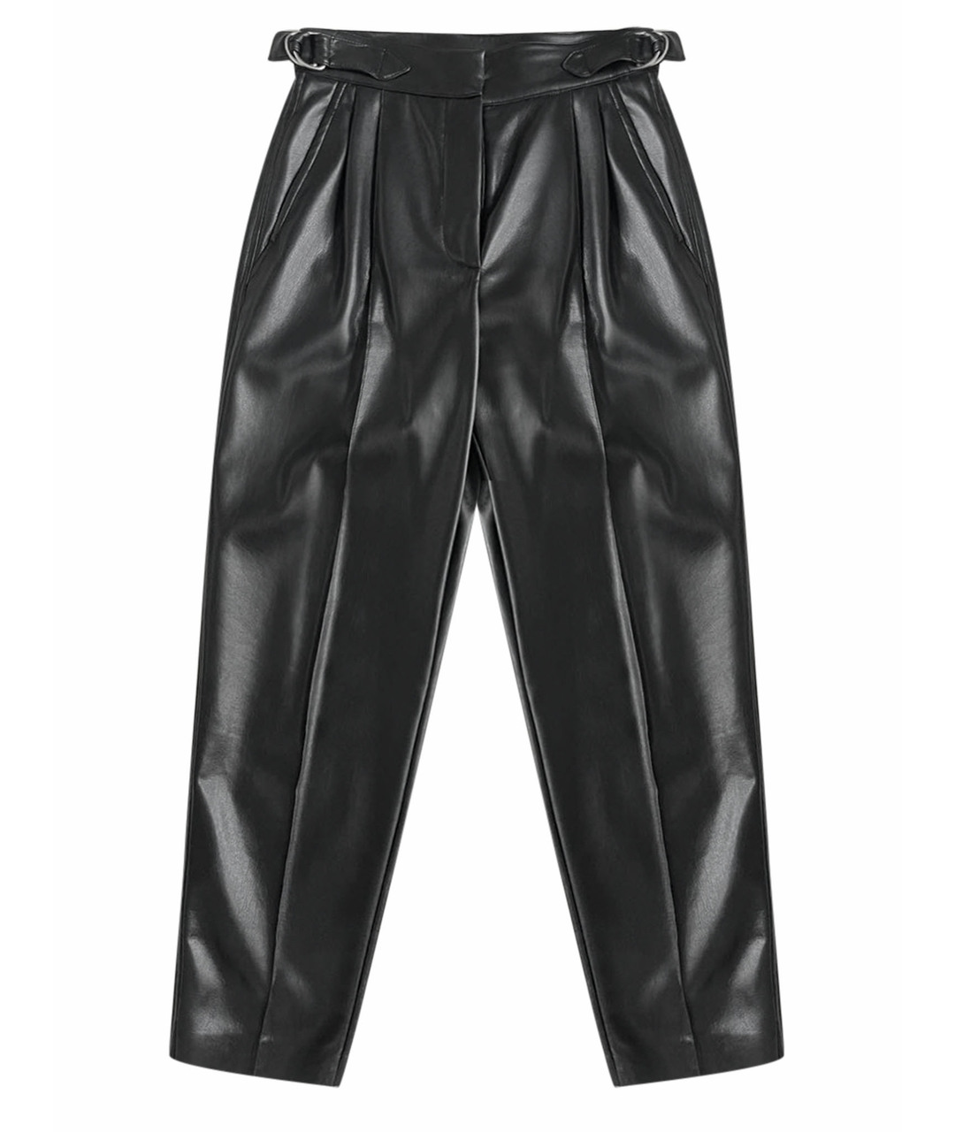 SPORTMAX Черные полиуретановые прямые брюки, фото 1