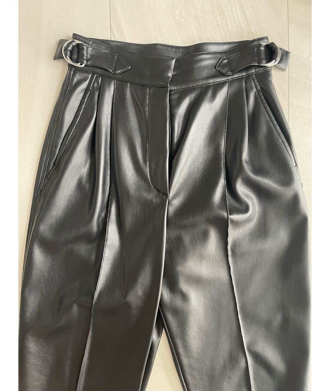 SPORTMAX Черные полиуретановые прямые брюки, фото 2