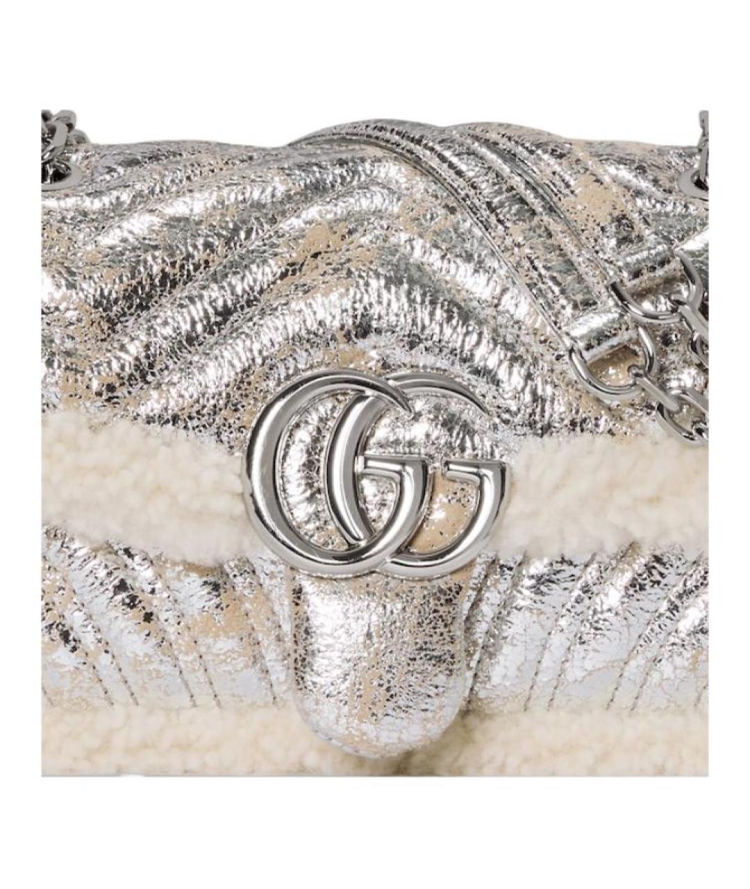 GUCCI Серебряная кожаная сумка через плечо, фото 5