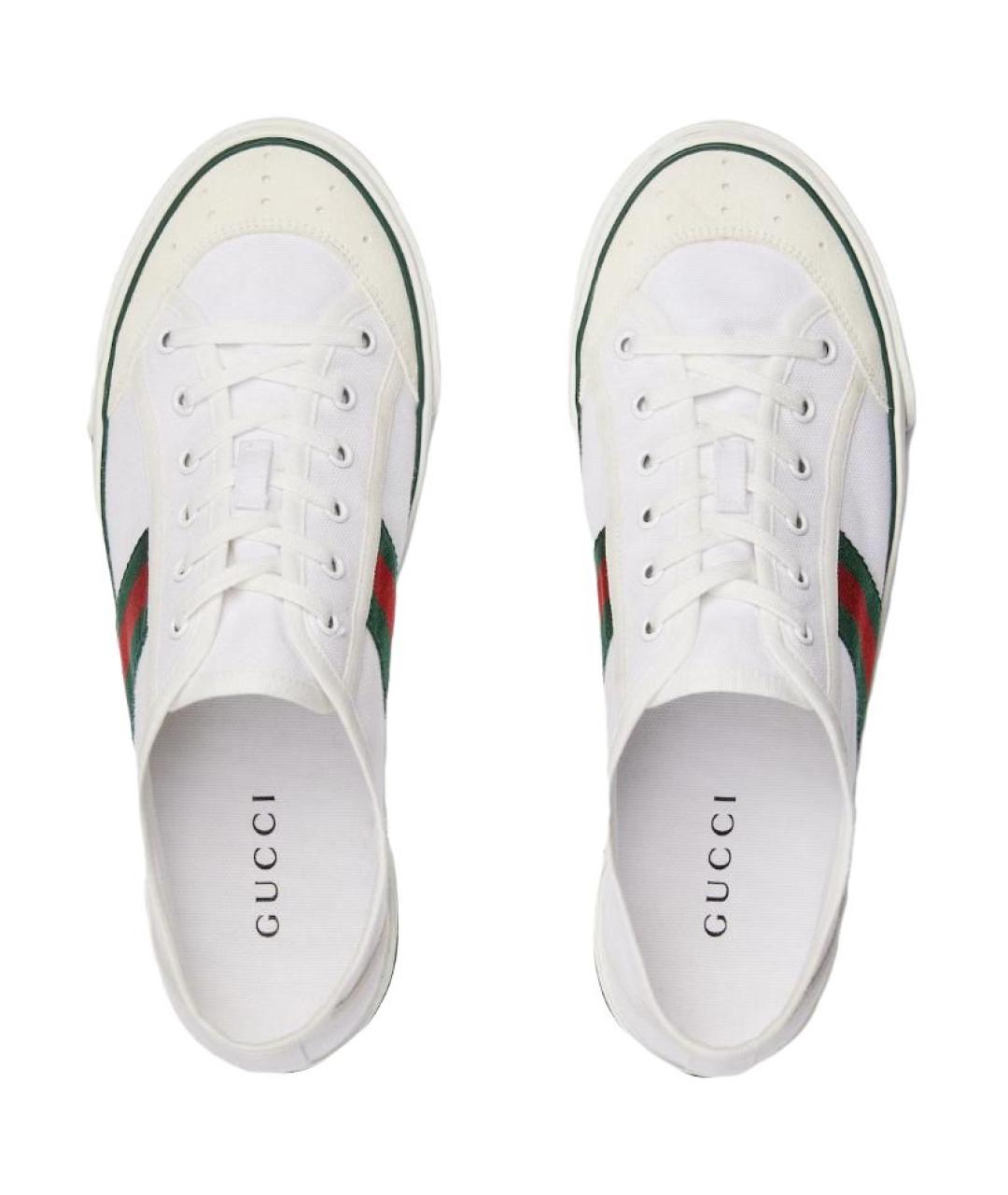GUCCI Белые текстильные низкие кроссовки / кеды, фото 4