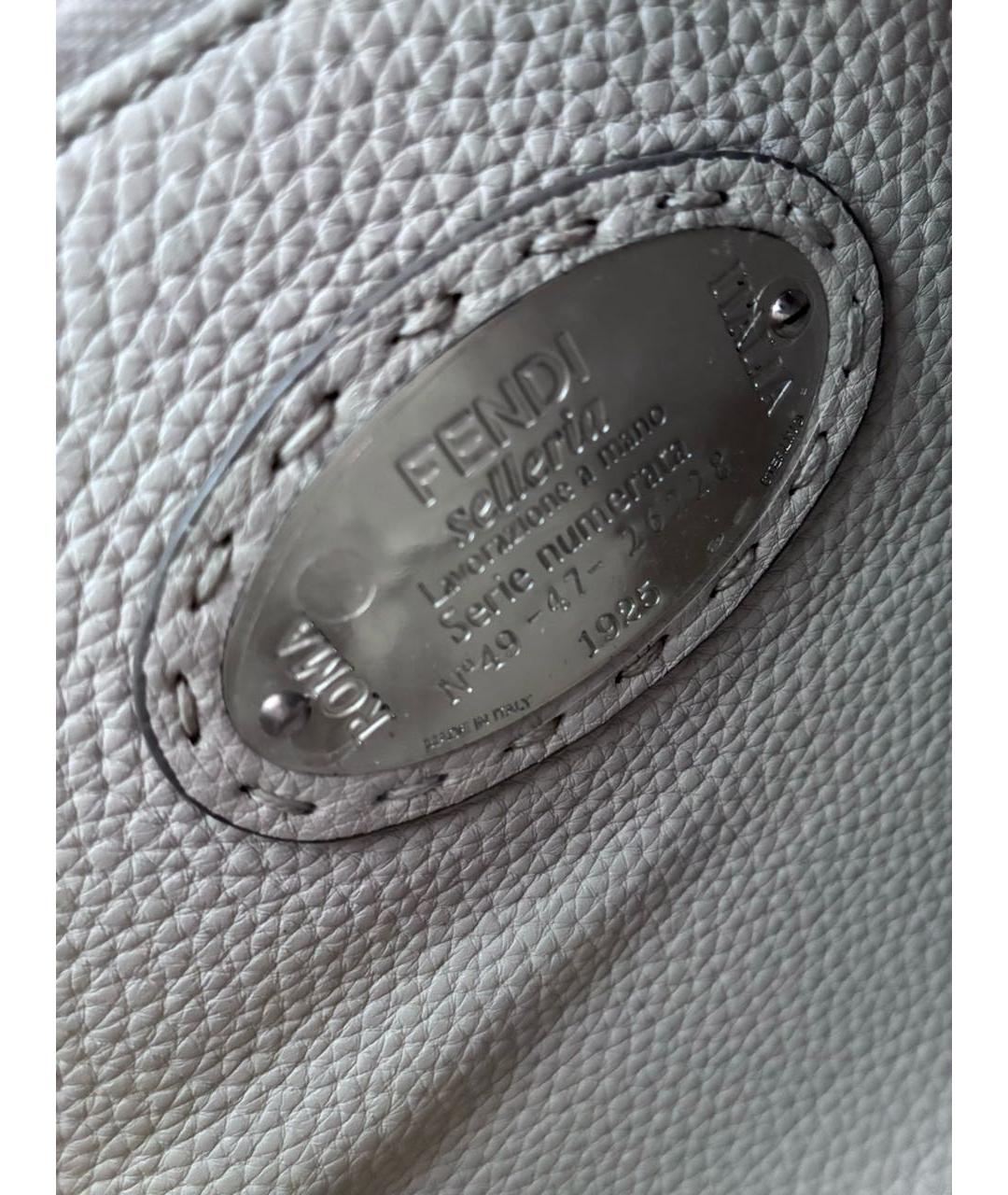 FENDI Серая кожаная сумка с короткими ручками, фото 6
