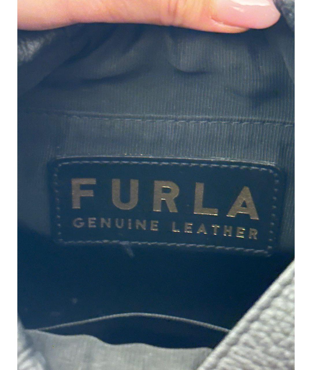 FURLA Черная кожаная сумка с короткими ручками, фото 6