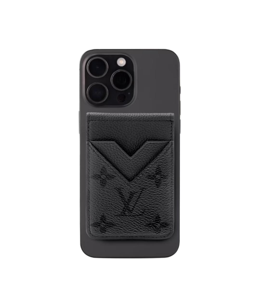 LOUIS VUITTON Черный кожаный кардхолдер, фото 4