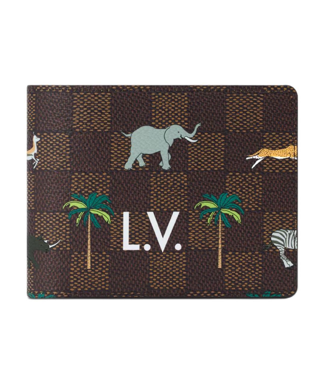 LOUIS VUITTON Коричневый кожаный кошелек, фото 1