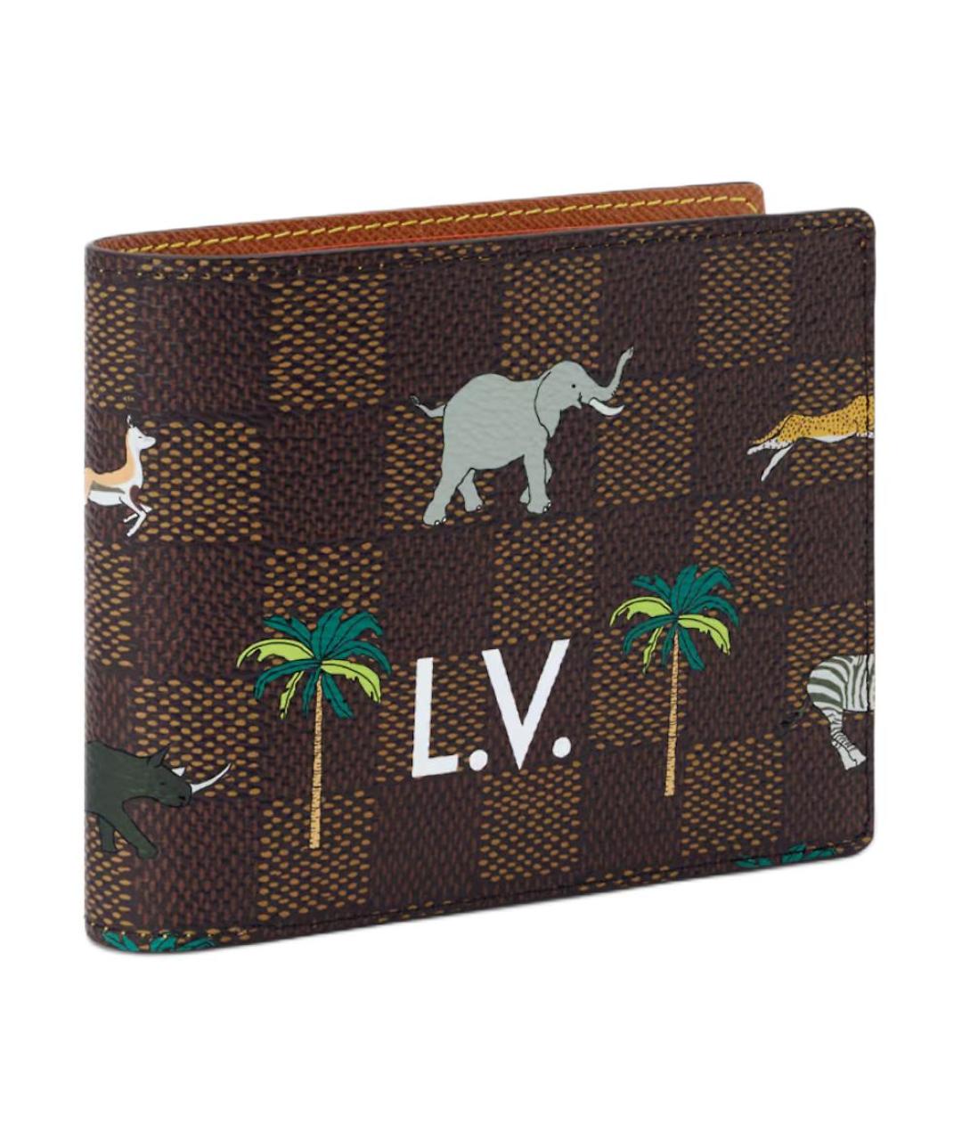 LOUIS VUITTON Коричневый кожаный кошелек, фото 2