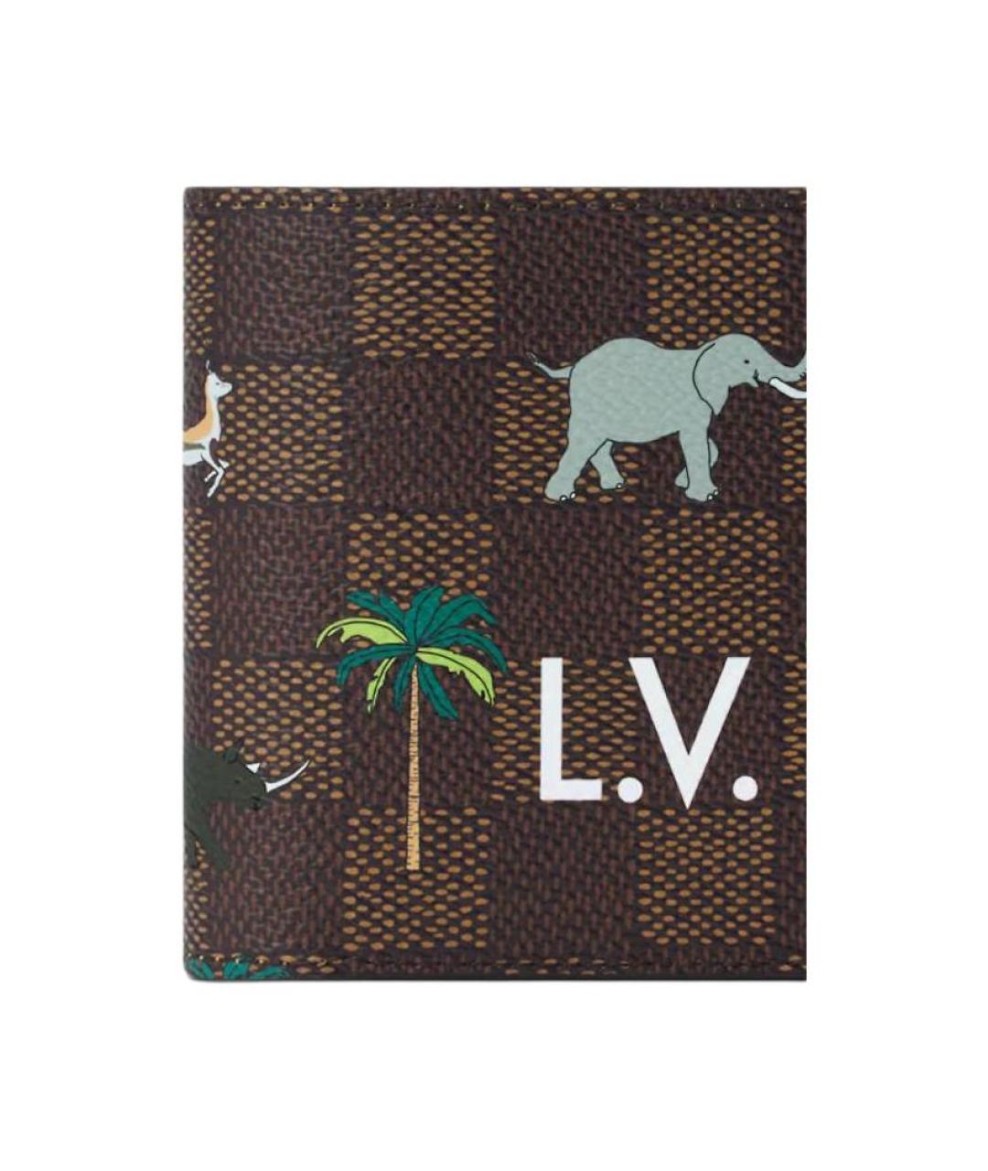 LOUIS VUITTON Коричневый кожаный кошелек, фото 5