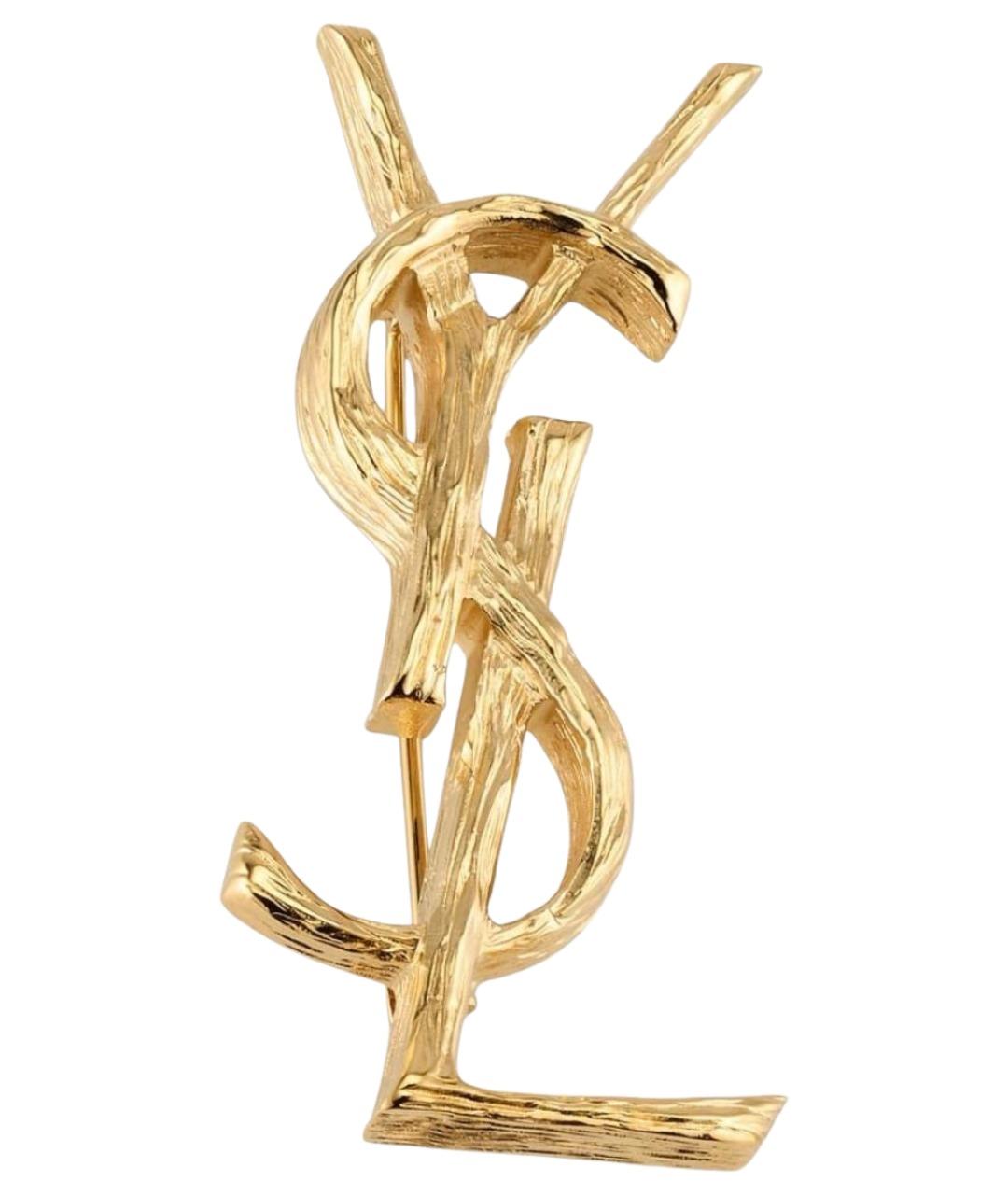 SAINT LAURENT Золотая латунная булавка / брошь, фото 1